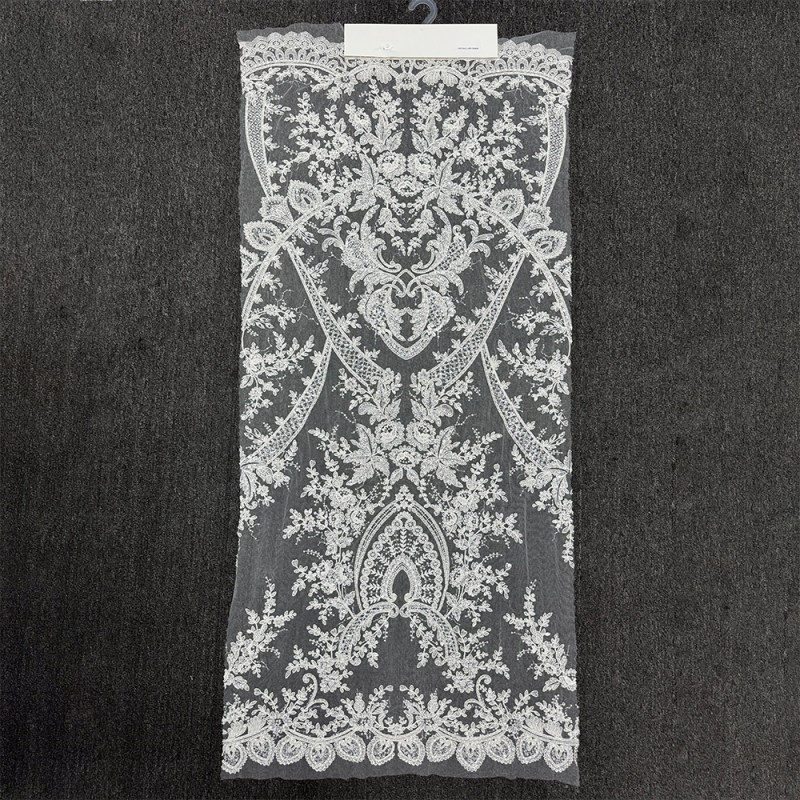 GCW-ACUVB120484 | Pearl & Sequin Beaded Tulle Lace | Royal Symmetrical Bridal Fabric